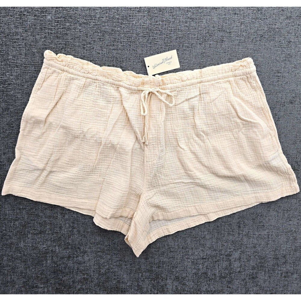 Universal Thread Women’s 2X Beige Gauze Cotton Shorts Relaxed Drawstring Pockets